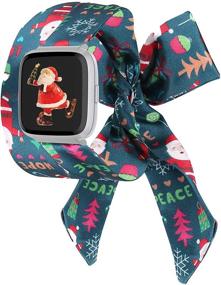 img 4 attached to Wearlizer Scarf Bands Compatible With Fitbit Versa/Fitbit Versa 2/Versa Lite Special Edition Women Girl Fashion Cute Silk Replacement Wrist Strap For Versa (Christmas Santa)
