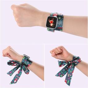 img 2 attached to Wearlizer Scarf Bands Compatible With Fitbit Versa/Fitbit Versa 2/Versa Lite Special Edition Women Girl Fashion Cute Silk Replacement Wrist Strap For Versa (Christmas Santa)