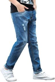 img 1 attached to SWOTGdoby Destroyed Distressed Stretch Trousers Boys' Clothing and Jeans