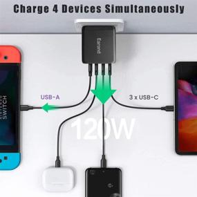 img 3 attached to 🔌 120W USB C Charger with GaN Tech - 4-Port MacBook Pro Charger, including 100W C to C Cable for MacBook Pro 16", iPad pro, AirPods Pro, iPhone 12/11/X/XS/XR, Galaxy, Switch (Black)