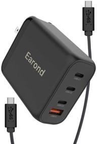 img 4 attached to 🔌 120W USB C Charger with GaN Tech - 4-Port MacBook Pro Charger, including 100W C to C Cable for MacBook Pro 16", iPad pro, AirPods Pro, iPhone 12/11/X/XS/XR, Galaxy, Switch (Black)