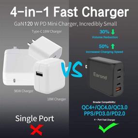 img 2 attached to 🔌 120W USB C Charger with GaN Tech - 4-Port MacBook Pro Charger, including 100W C to C Cable for MacBook Pro 16", iPad pro, AirPods Pro, iPhone 12/11/X/XS/XR, Galaxy, Switch (Black)