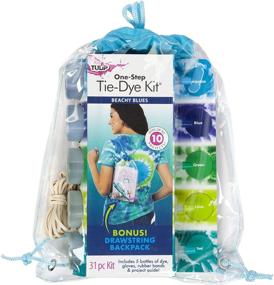 img 4 attached to 🎒 Tulip Tie-Dye Backpack Kit Beachy Blues, 31pc, Craft Supplies & Party Supplies, Vibrant Colors for Fashion Art Projects