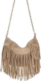 img 3 attached to 👜 Hoxis Studded Tassel Faux Suede Leather Hobo Crossbody Chain Shoulder Bag for Women - Stylish Satchel