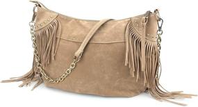 img 2 attached to 👜 Hoxis Studded Tassel Faux Suede Leather Hobo Crossbody Chain Shoulder Bag for Women - Stylish Satchel