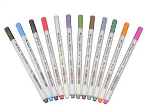 img 3 attached to 🖌️ Premium Metallic Marker Pens Set of 12 Assorted Colors - Perfect for Adult Coloring Books, Art Rock Painting, Card Making, Metal and Ceramics, Glass - Fine Tip Style