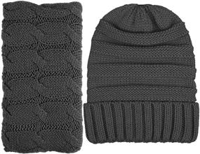 img 3 attached to URATOT 5-Piece Winter Outdoor Set: Knitted Scarf, Beanie, Touch Screen Gloves, Earmuff Warm Cover for Men & Women