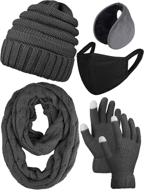 uratot 5-piece winter outdoor set: knitted scarf, beanie, touch screen gloves, earmuff warm cover for men & women logo