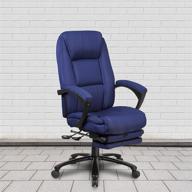 🪑 executive reclining ergonomic swivel office chair - navy fabric, high back, comfort coil seat springs, armrests - flash furniture logo