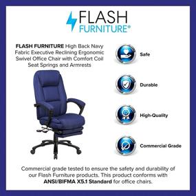 img 1 attached to 🪑 Executive Reclining Ergonomic Swivel Office Chair - Navy Fabric, High Back, Comfort Coil Seat Springs, Armrests - Flash Furniture