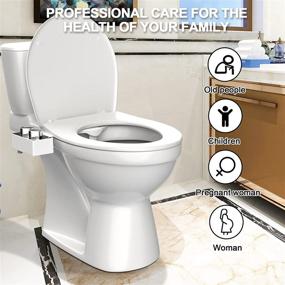 img 1 attached to 🚽 Non-Electric Dual Nozzle Bidet Toilet Seat Attachment - Warm & Cold Water Spray, Self-Cleaning, Adjustable Pressure, Sanitary and Feminine Wash