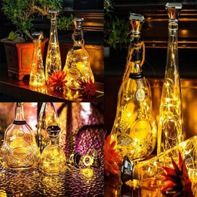 img 3 attached to 🍾 Sparkling Solar Wine Bottle Lights: 6 Pack Diamond Cork 20LED Powered String Lights for DIY/Decor/Party/Wedding/Christmas/Halloween - Warm White Indoor/Outdoor Garden Decorations