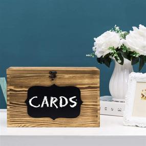 img 3 attached to 🎁 Rustic Brown Wood Wedding Card Gift Box: Slotted Lid, Lock & Chalkboard Label [+Product Benefits]