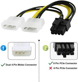 img 2 attached to 🔌 Кабель питания Molex на PCIe, набор CableCreation из 2 штук - двойной 4-пиновый Molex на 8-пиновый кабель питания PCIe для видеокарт ASUS, NVIDIA, AMD, EVGA GeForce, Gigabyte, Sapphire - 4 дюйма