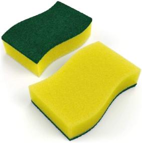 img 2 attached to Bulk Set of 50 Kitchen Sponges - Dish Scrubbers for Washing Dishes, Odorless Cleaning Pads, Heavy Duty Multi-Use Foam Scrubbers for Kitchen and Dishwasher, Thin Large Scrubber