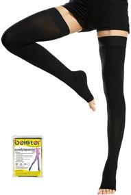 img 4 attached to 🧦 Beister Medical Open Toe Thigh High Compression Stockings with Silicone Band – Firm 20-30 mmHg Support for Varicose Veins, Edema, Flight – Black, Large