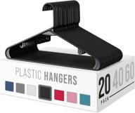 20 pack of heavy duty plastic clothes hangers – durable 👚 coat and clothes hangers, vibrant color hangers, lightweight space saving laundry hangers (black) logo