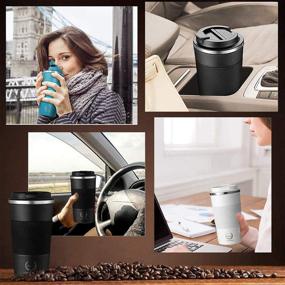 img 3 attached to 18oz Black Stainless Steel Coffee Tumbler: Insulated Cup for Hot Drinks - Ideal Mothers Day ☕ and Birthday Gift for Women & Men - Travel Mug with Lid - Reusable Coffee Tea Thermos