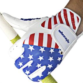 img 2 attached to Professional Mini Golf Gloves for Men: Left Hand Cabretta Leather with Score Counter, USA Flag Design in Breathable, Soft White