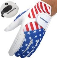 professional mini golf gloves for men: left hand cabretta leather with score counter, usa flag design in breathable, soft white логотип