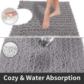 img 3 attached to 🚽 Yimobra Luxury Shaggy U-Shaped Toilet Rug: Soft & Absorbent Bathroom Mat in Gray