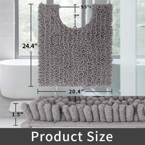img 2 attached to 🚽 Yimobra Luxury Shaggy U-Shaped Toilet Rug: Soft & Absorbent Bathroom Mat in Gray