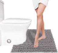 🚽 yimobra luxury shaggy u-shaped toilet rug: soft & absorbent bathroom mat in gray logo
