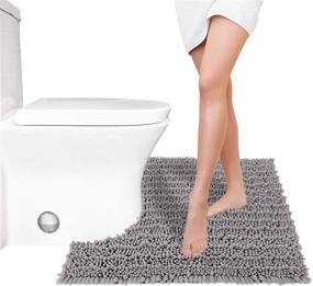img 4 attached to 🚽 Yimobra Luxury Shaggy U-Shaped Toilet Rug: Soft & Absorbent Bathroom Mat in Gray