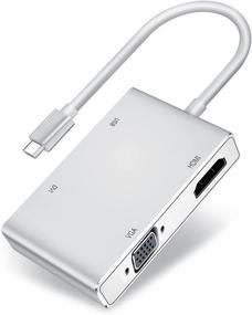 img 4 attached to Silver USB Type C to HDMI VGA DVI USB 3.0 Multi Video HUB Converter by Weton - USB C 3.1 Compatible