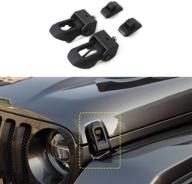 🔒 jeep wrangler jl original black stainless steel latch locking hood catch kit - 2018 version - fits jeep wrangler jk (2007-2018) and jl models logo