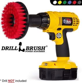 img 1 attached to 🧽 Red Drill Brush: The Ultimate Heavy-Duty Cleaning with Stiff Bristles