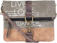 👜 mona b. sustainable canvas tote bag with vegan leather trim - live love wander collection logo