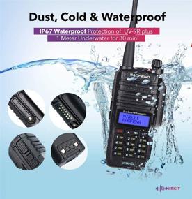 img 2 attached to 📻 Mirkit Waterproof Baofeng Radio UV-9R Plus MK1 (UV-82 3rd gen) 8 Watt Max Power Handheld Ham Radio & 2200mAh Baofeng Battery, IP67 Dust, Cold & Waterproof Portable Radio with Hard Case