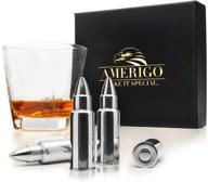 🥃 whiskey stones bullets: high-tech cooling stainless steel bullets - reusable ice cubes - ultimate gift for men - 6 whiskey ice cubes + tongs - top-notch whiskey stones gift set logo