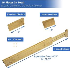 img 2 attached to 🍴 Organize Your Kitchen with One Cottage Bamboo Drawer Dividers - Adjustable & Expandable Utensil Organizer - Customizable Compartments for Flatware, Silverware & More - Natural Wood (16.75" to 21.75")