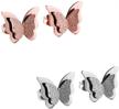 jewelry stainless frosted butterfly earrings girls' jewelry logo