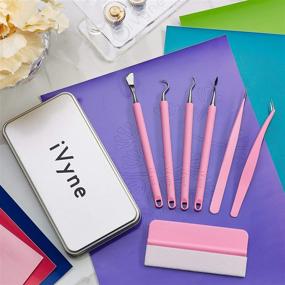 img 2 attached to 🌸 iVyne 7pcs Berry Essentials Silicone Vinyl Weeding Tool Kit - Soft Grip Tools for Vinyl with Weeder, Tweezers, Picker, Hook, and Scraper Set - Perfect for Silhouette Cameos and Cricut Craft (Pink)