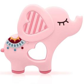 img 4 attached to 🐘 Soft Pink Elephant Teether for Babies 0-6/6-12 Months - Silicone Teething Toy for Girls, Gum Massager, Anxiety Relief - BigSpinach