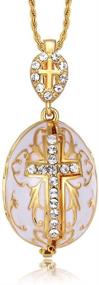 img 4 attached to 🕊️ TF Charms Virgin Mary Christ Jesus Icon Cross Egg Pendant Necklace - Gabriel Archangel Inside - 18 Inches Length