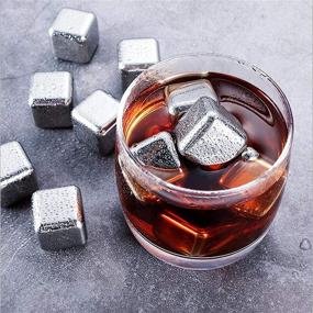 img 3 attached to 🥃 Premium Stainless Steel Whiskey Ice Cubes - Reusable Chilling Stones for Effortlessly Cool Drinks - Set of 6 with Free Ice Tongs and Freezer Storage - Ideal Bar Accessory