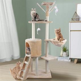 img 3 attached to 🐱 Ultimate Cat Tree: Multi-Level Tower & Condo with Hammock, Scratching Posts, Plush Perch & Toys for Play Rest – Ideal for Cats & Kittens