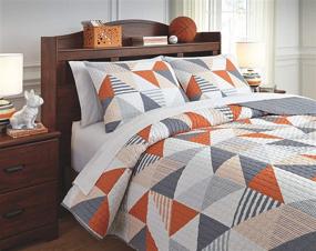img 1 attached to Modern 2 Piece Coverlet Set by Signature Design Ashley - Full Size - Gray/Orange
