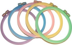 img 2 attached to 🎨 Celley 5-Piece Embroidery Hoops Set, 6 Inch Cross Stitch Rings, Pastel Color Collection of 5 Hoops