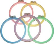 🎨 celley 5-piece embroidery hoops set, 6 inch cross stitch rings, pastel color collection of 5 hoops logo