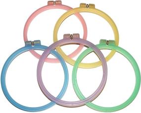 img 4 attached to 🎨 Celley 5-Piece Embroidery Hoops Set, 6 Inch Cross Stitch Rings, Pastel Color Collection of 5 Hoops