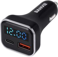 banvie usb c car charger: pd3.0&qc3.0 fast charging adapter with led voltage display for iphone 12 pro max, samsung s10, pixel 3/2/xl, and more logo