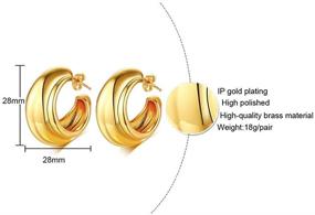 img 3 attached to 🎁 14K Gold Plated Chunky Fashion Small Hoop Earrings for Women Girls - Hypoallergenic Jewelry Gifts for Birthday, Bff, Mom, Xmas 2019