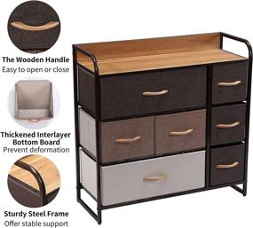 img 2 attached to 🗄️ 7-Drawer Fabric Storage Tower: Bedroom/Hallway/Closet Organizer with Sturdy Steel Frame & Wood Top, Easy Pull Handle