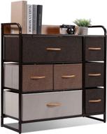 🗄️ 7-drawer fabric storage tower: bedroom/hallway/closet organizer with sturdy steel frame & wood top, easy pull handle логотип