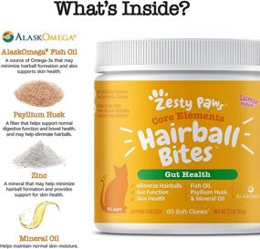 img 2 attached to Zesty Paws Hairball Control Bites for Cats - Functional Supplement with Omega 3 Fish Oil EPA & DHA + Mineral Oil, Zinc, Biotin & Psyllium Husk - Supports Gut & Skin Health - 60 Count